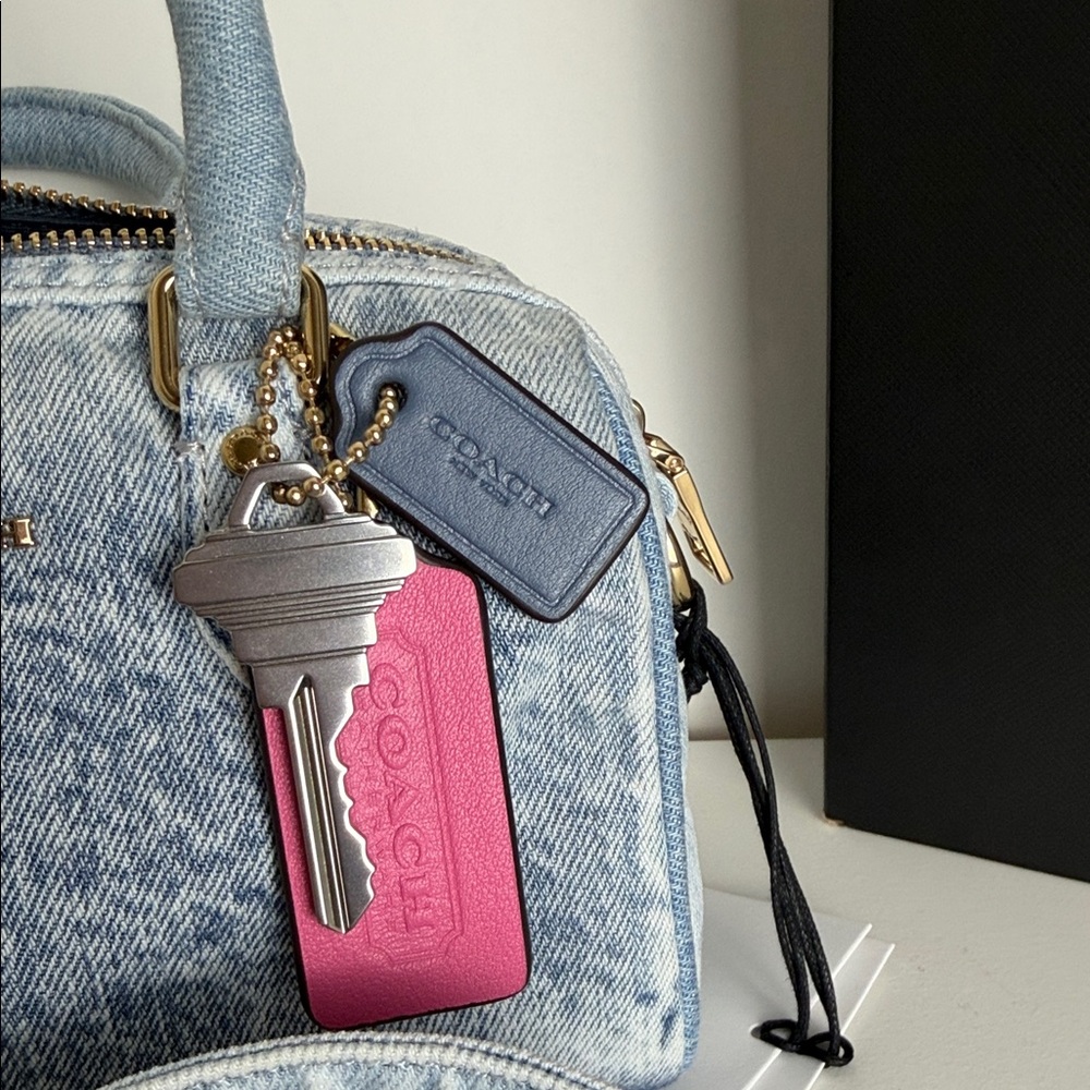 NWT Coach Mini Rowan Crossbody Bag In Loved Denim With Charms - Picture 9 of 10